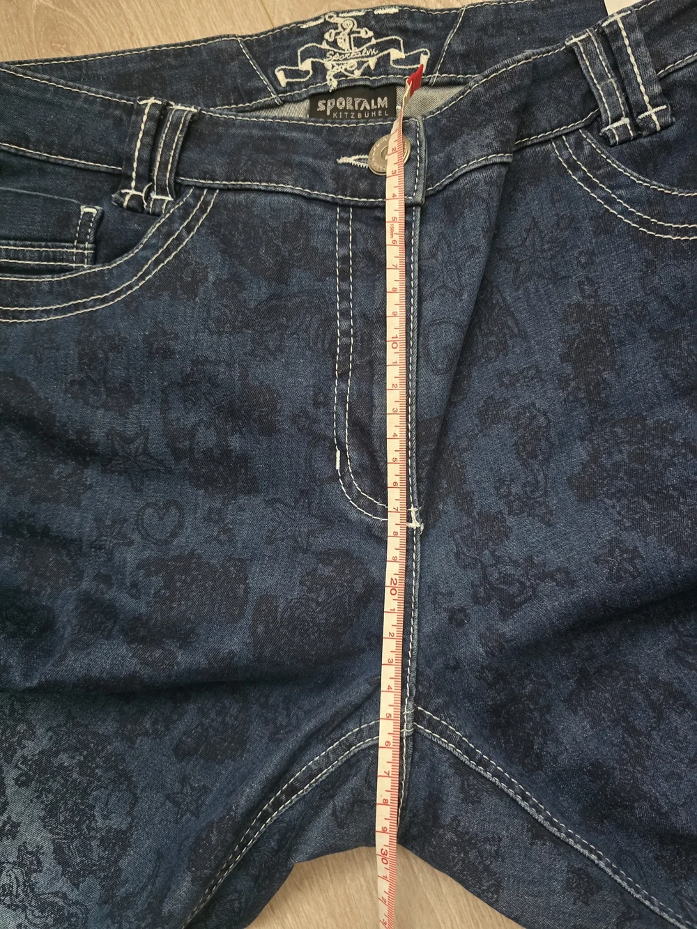 Sportalm Dark Blue Patterned Jeans with Pink Bow Size 42(eur) - Picture 4 of 11
